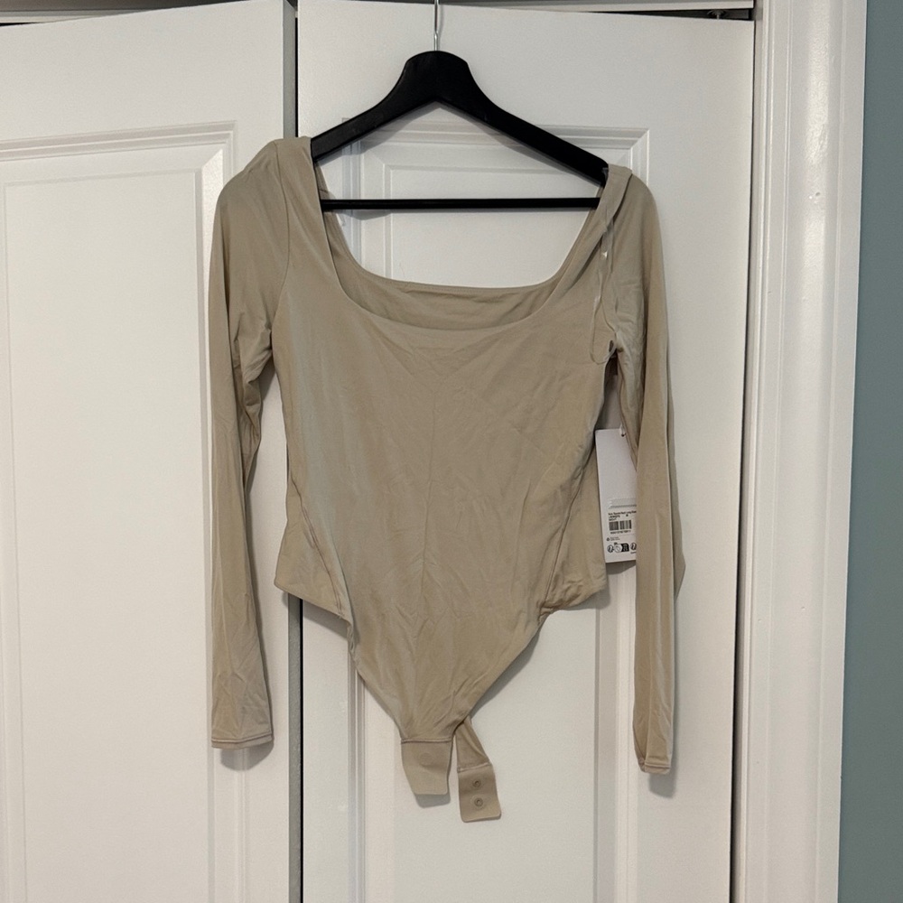 Lululemon Wundermost Beige Long-Sleeve square Neck Bodysuit - Women